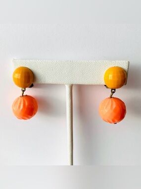 Vintage Retro Two-Tone Orange Drop Earrings